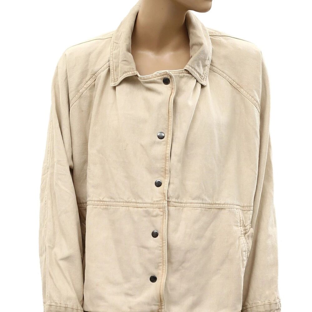Free People We The Free Denim Jacket Top Long Sleeve Buttondown Cotton XL 288306 - Picture 2 of 5